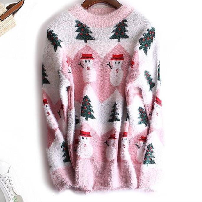 

2021 New Thicken Faux Mink Cashmere Christmas Women Autumn Winter Jumper Pull Femme Hiver Streetwear Pullover Ugly Sweater Vhvn, Khaki