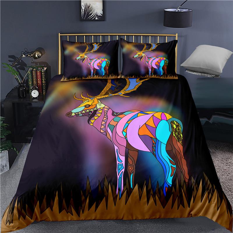 

New Hand-Painted Animal Print Bedding Set Home Textile Cartoon Duvet Cover Set With Pillowcase  Full Queen King Size, A5
