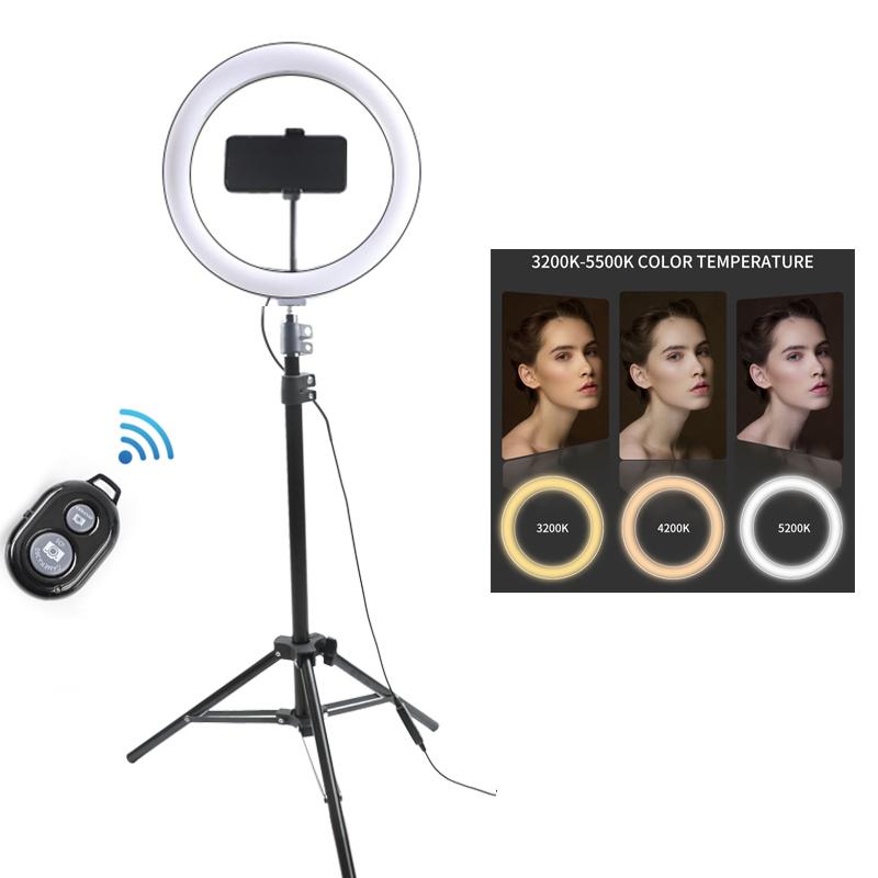 

LED Selfie Ring Fill Light 10inch/26CM Dimmable Phone Camera Ring Lamp With 160cm Stand Tripod For Makeup Video Live Studio VK