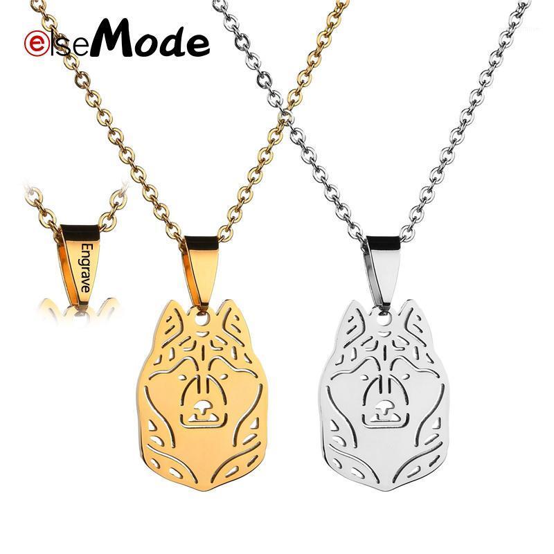 

ELSEMODE Cute Shepherd Dog Head Pendant Necklace Stainless Steel Engraved Name Animal Necklaces For Jewelry Birthday Gift1