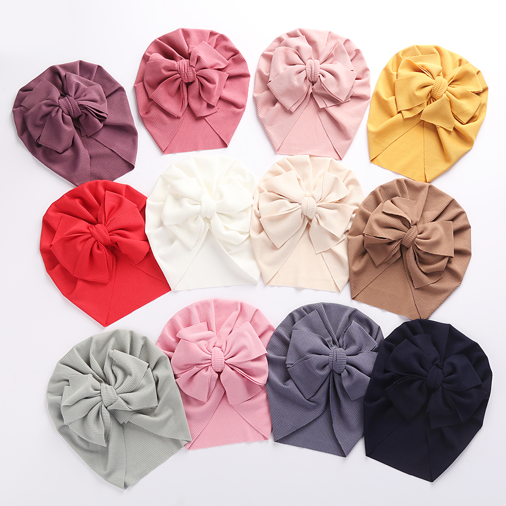 

Solid Ribbed Bunny Knot Turban Hats for Baby Boys Girls Beanies Striped Thin Elastic Caps Bonnet Newborn Toddler Headwraps, Mix color