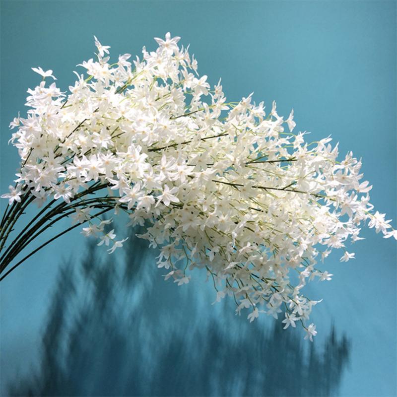 

Dancing orchid simulation cherry blossom fog flower simulation plant home holiday wedding decoration artificial flower A11313, White
