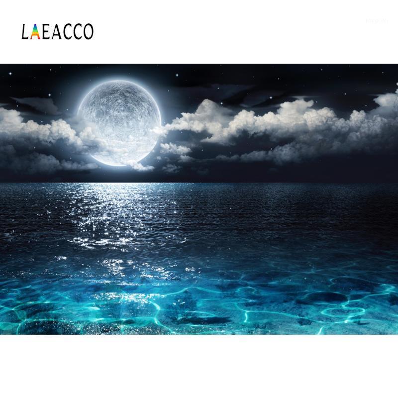 

Laeacco Moon Cloudy Dark Black Sea Surface Baby Night Scenic Photographic Backgrounds Photography Backdrops For Photo Studio1
