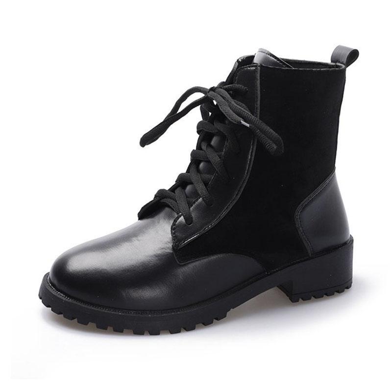

Fashion Boots Women New Arrival Trend Design Stylish Ankle Womens Shoes Casual PU Lace-up Light Roman Style Student Winter Boots, Black