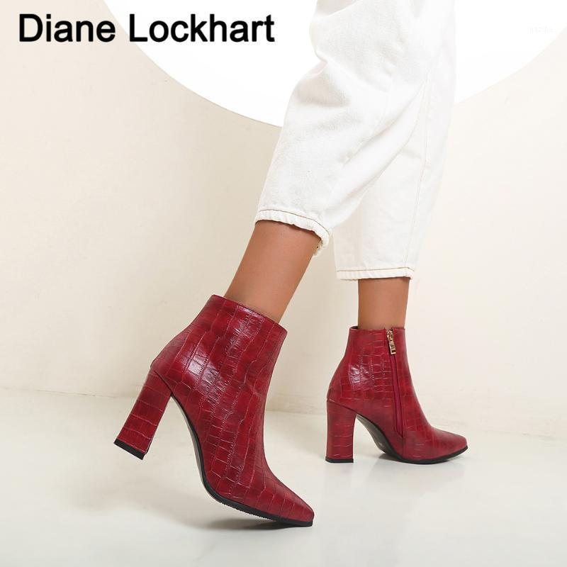 

High Quality Women Ankle Boots Zip Pointed Toe Footwear 9CM High Heels Female Boots Party Shoes Women 2021 New Winter 41 42 431, White