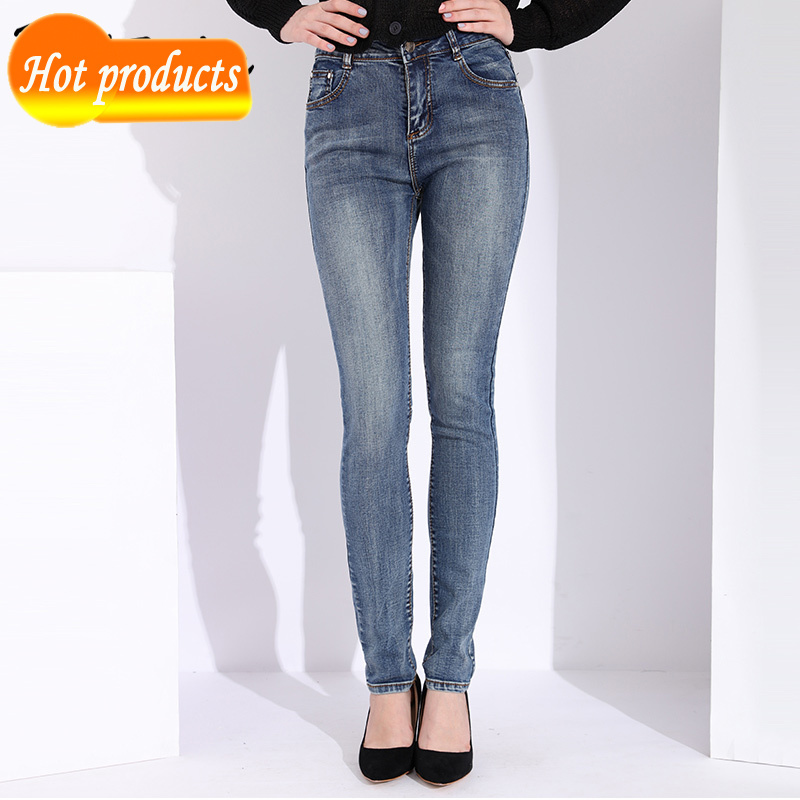 

magro mulheres estilo vintage preto jeans feminino denim lpis estiramento calas de brim coreano para NBT2, Dark blue