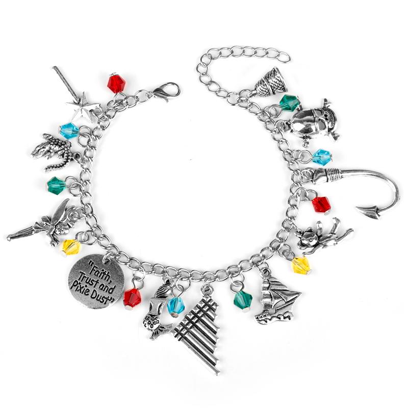 

Ocean Mermaid Organ Fish Hook Skeleton Angel Sailboat Bracelet "Faith Trust & Pixie Dust" Logo Bangle Wristlets Harp Jewelry