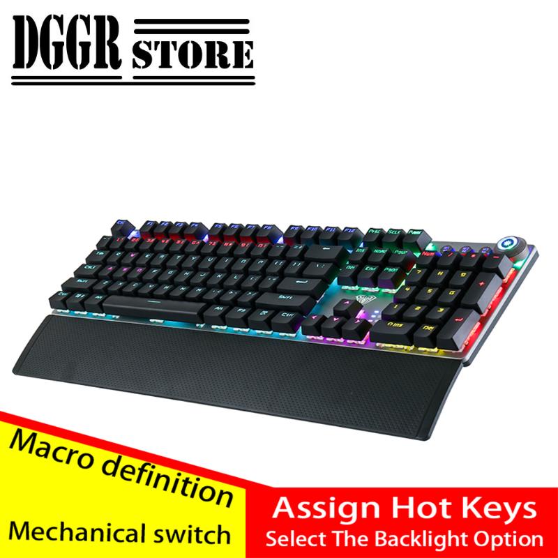 

AULA PC Mechanical Keyboard 104 keys Black/Blue Switch Gaming Keyboards for Russian Spanish Hebrew Arabic gaming Keyboard