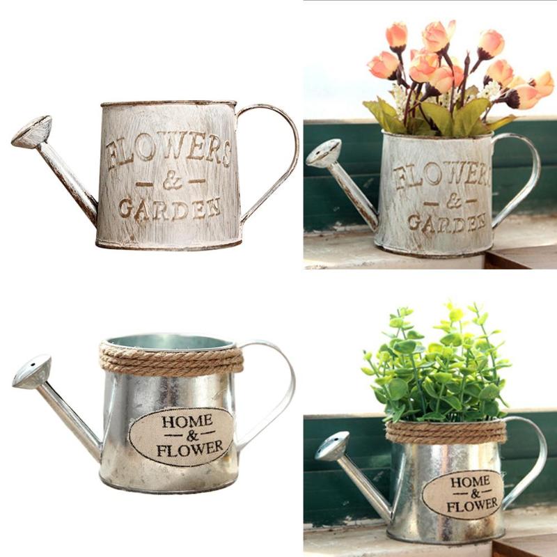 

Vintage Metal Handicraft Watering Flower Arrangement Home Decor Succulents Plant Flowers Pot Bucket Flower Vase Garden Decor