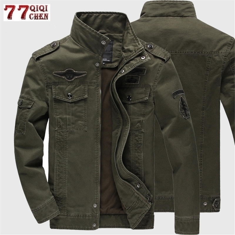 

Military Jacket Men Jeans Casual Cotton Coat Plus Size 6XL Army Bomber Tactical Flight Jacket Autumn Winter Cargo Jackets 201128, Army green