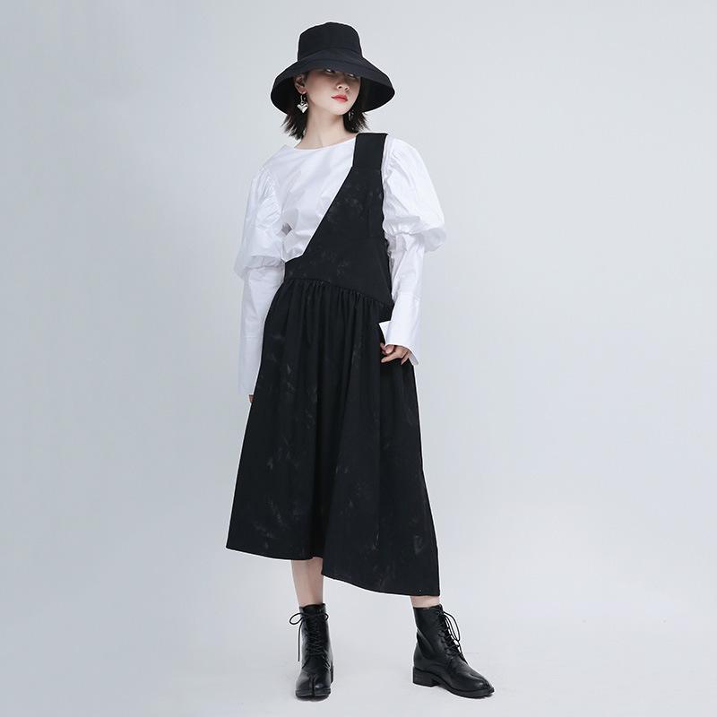 

VM Women Dress Irregular Sleeveless Black Dresses Cotton Asymmetry Vintage Sexy Long Summer Dresses 2020 New Women Clothes