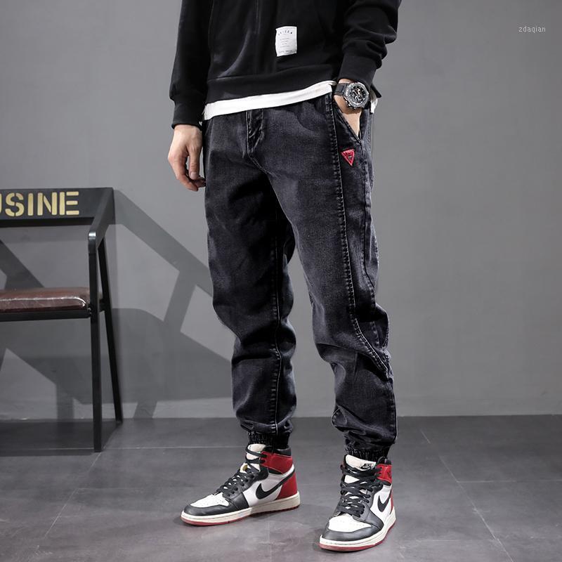 

Autumn Winter Fashion Men Jeans Japanese Vintage Designer Denim Cargo Pants Spliced Harem Trousers Hip Hop Jeans Men Joggers1, Black gray