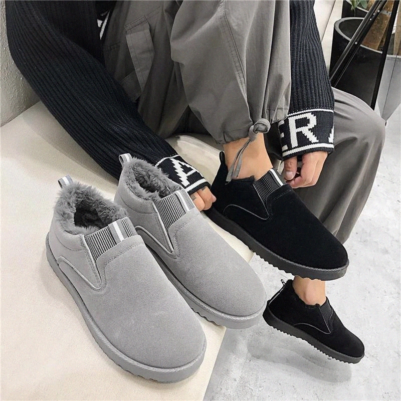 

Winter Snow Boots Men Warm Plus Velvet Men Shoes Fashion Slip-on Thick Loafers Boots Korean Version Non-slip Cotton Shoes Male #PF5f