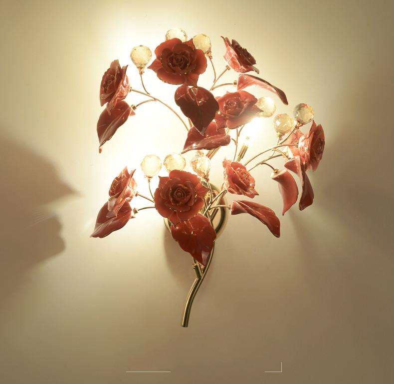 

Hotel hall Led wall sconce Crystal Wall Lamp for dressing room Bedroom Living Room Porch wedding Rose G4 led Ceramic Light