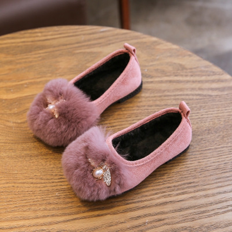 

Girls Fashion Warm Peas Shoes 2020 Trendy Children Slip-On Casual Shoe Girls Solid Color Bee Flat Shoes Autumn Styles Kids Princess Shoe, Black