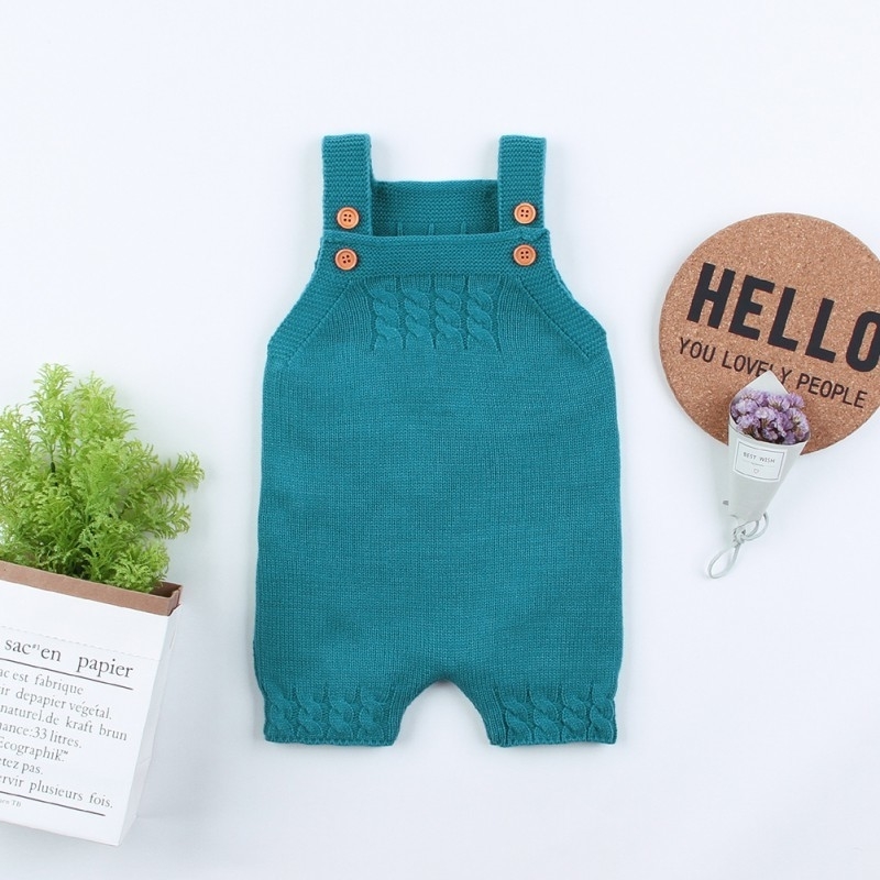 

Summer Baby Boy Girl Knitted Clothes Little Girls Infant Romper Sleeveless Toddler Boys One Piece Jumpsuits New born Overalls 201127