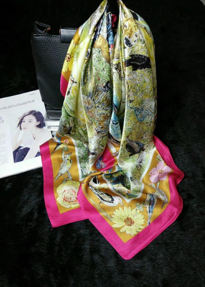 

girls womens 90cm SQUARE 100% Real SILK SCARF Silk Satin Neckerchiefs factory sale MIXED 10 pcs/lot #4123