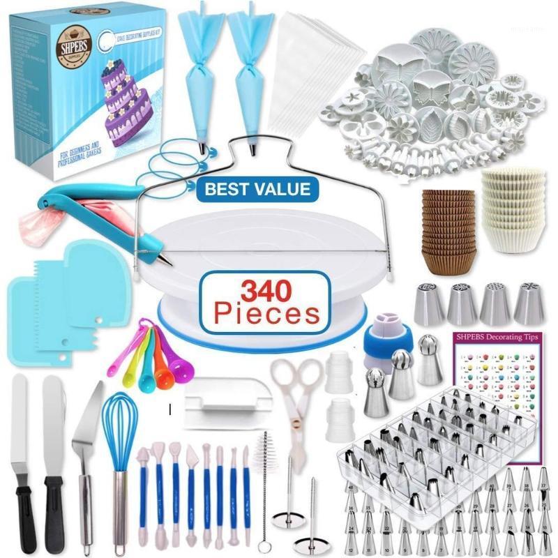 

340Pcs Set Baking Tools Cake Decorating Tools Russian Torch Nozzles Cake Non-slip Turntable Fondant Mould Kitchen Accessories1