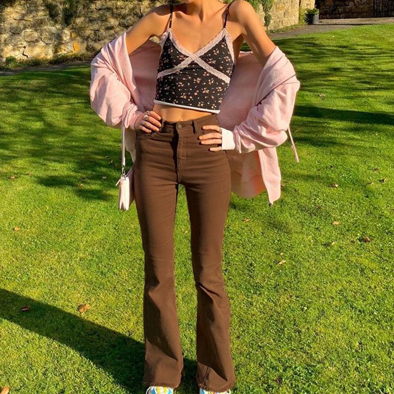 

Vintage Basic Brown Y2K Denim Jeans Korean Fashion Women Streetwear Wide Leg Flare Pants Joggers Trousers Fashion Cuteandpsycho, Khaki