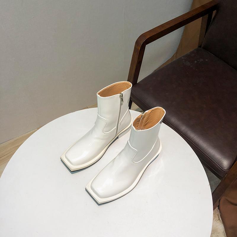 

DEAT 2020 New Autumn And Winter Fashion Casual Square Head Korean Version Thick Heel Side Zipper Shoes Women Short Boots SG370, Sky blue