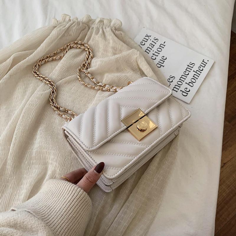 

Fashion Wild Women's Bag 2021 New Shoulder Messenger Bag Luxury Designer Women's Casual Chain, Beige