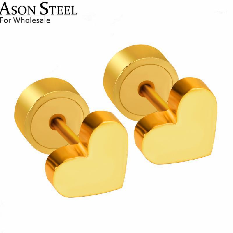 

Stud ASONSTEEL 316L Stainless Steel Heart Small Earrings Set Jewelry For Women Men Gold Silver Color Children Earring Jewelry1