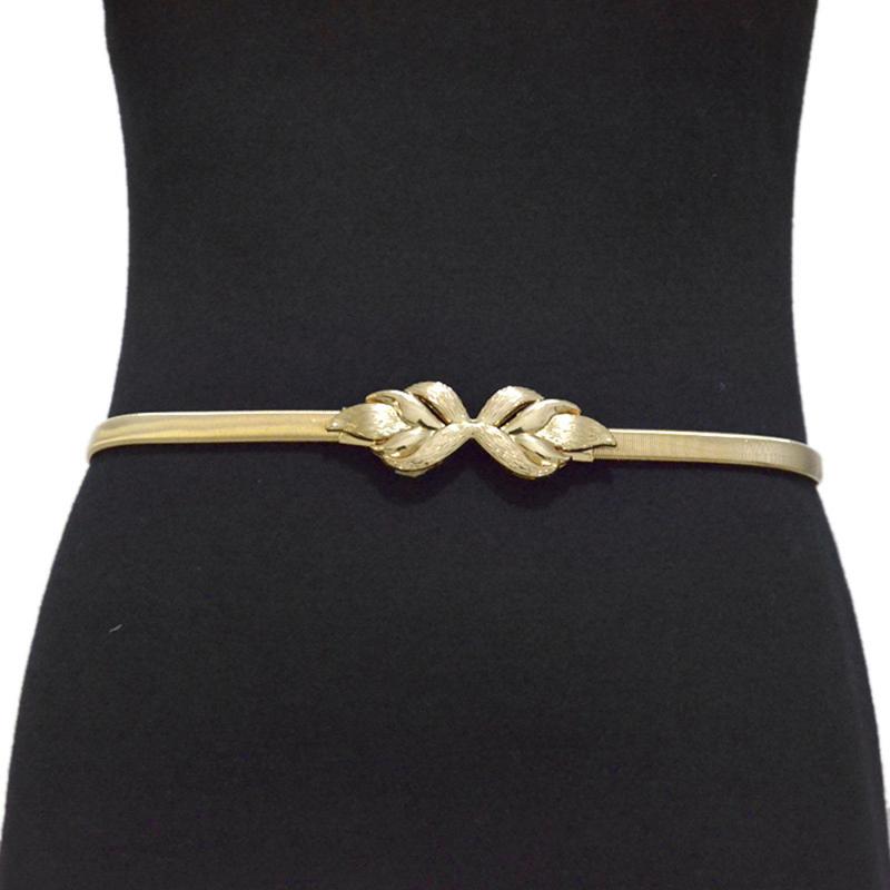 

AETRENDS] Women Elastic Skinny Waist Belt Metal Stretchy Chain Dress Belts for Women Girls D-0125, Gold