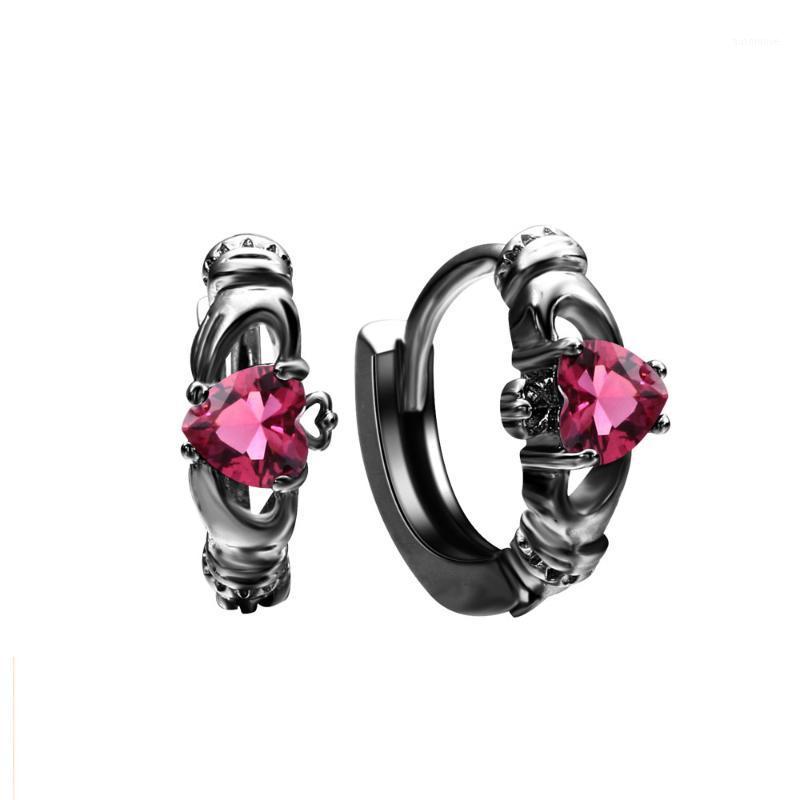 

fashion pink green blue Zircon BLACK GUN plated love hoop Earrings Summer New cheap product jewelry for women Distribution1
