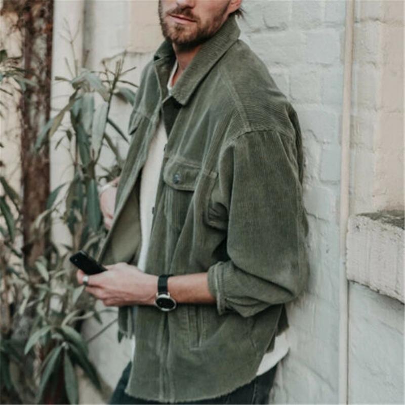 

Men Winter Corduroy Jackets Coats Tops Lapel Collar Warm Male Causal Long Sleeve Punk Coat Outwear Top Casual Coat Jacket 2020, Blue