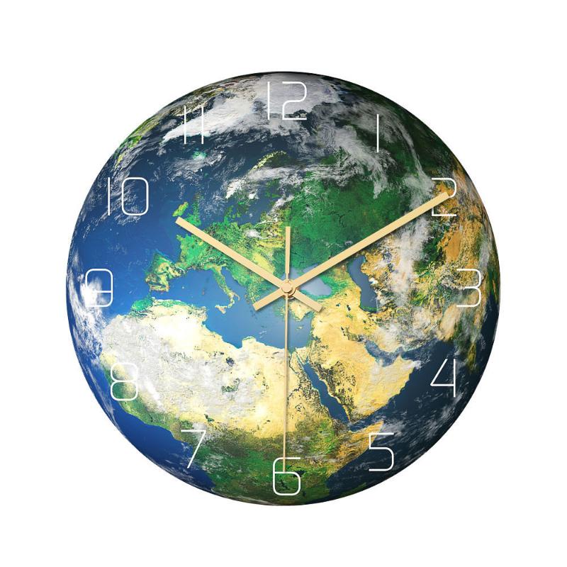 

Luminous Earth Wall Clock Planet Print Clock Luminous Needle Study Room Bedroom Living Room Decoration for Kids Baby
