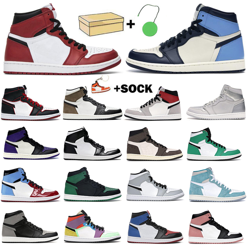 Basketball Shoes mens 1s sneakers jumpman 1 High OG Chiacago Obsidian Dark Mocha Light Smoke Grey men women fashion outdoor sports trainer
