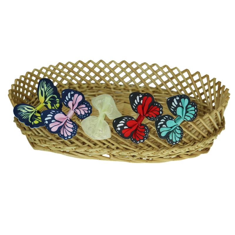 

5pcs/Lot Hair Clip Accessories Baby Cute Girls Hairpins Ribbon Bow Flower Decoration Barrettes Children Photography Props, Mix 5 color