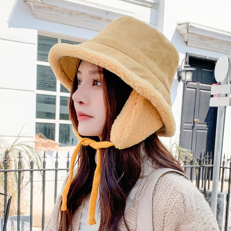 

Winter Hat For Women Female Cap Casual Style Wool Solid Color Surface Plush Outdoor Fashion Warm Soft Ear Protection Beanie