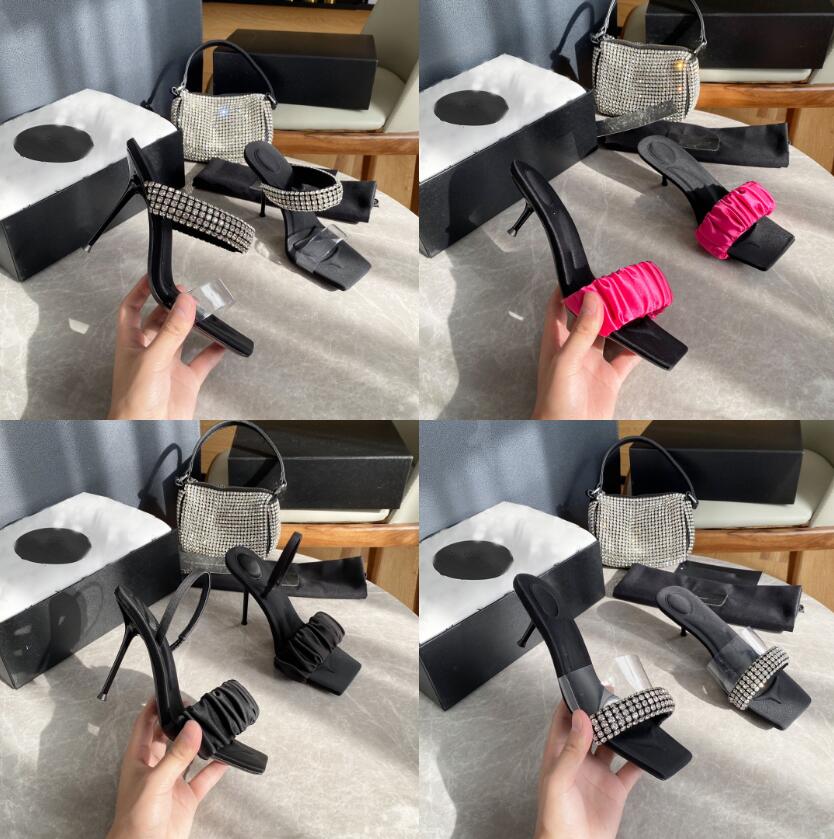 

Nova Slide High Sandal Designer Luxury Women pvc Strap Julie Crystal Scrunchie Slide Sling Back Heel in Satin Jessie Sandals Outdoor Shoes Party Dinner Sexy Bump, Colour5