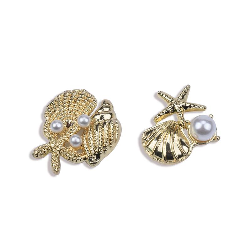 

Trendy Conch Shell Starfish Pearl Earring Sweet Girl's Delicate Stud Earrings Bohemian Style Simple Jewelry Female Sea Brincos