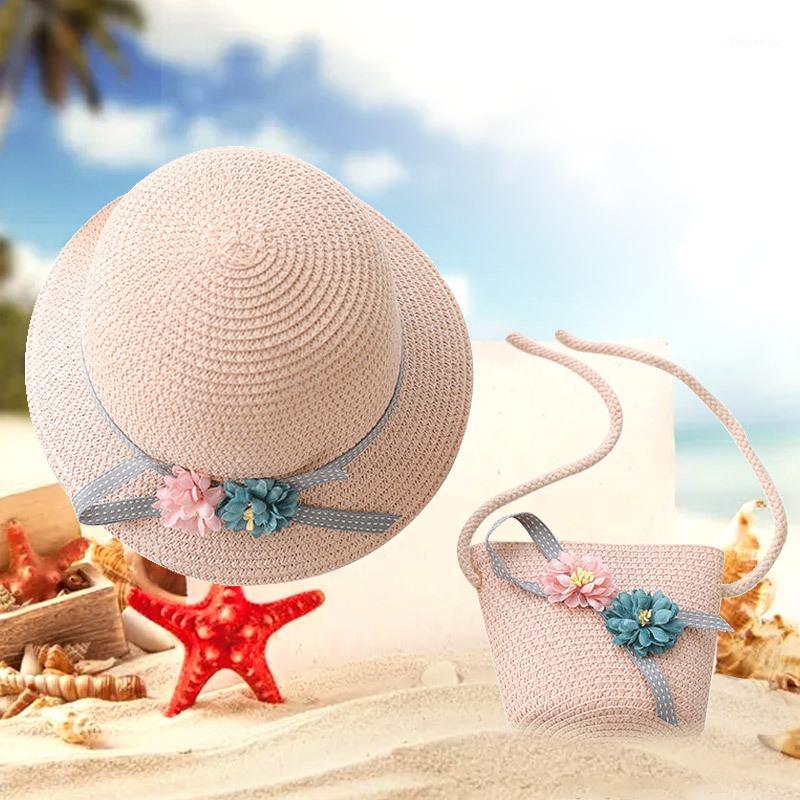

Fashion children's cap With Bag baby panama Girl hat baby photography props Beach summer Hat Toddler Girls Accessories 1-8Y1, Beige-1