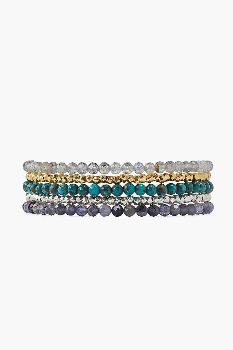 

Labradorite Amethyst Stone Five Wrap Bracelet Grey Nylon Fashion Bracelets