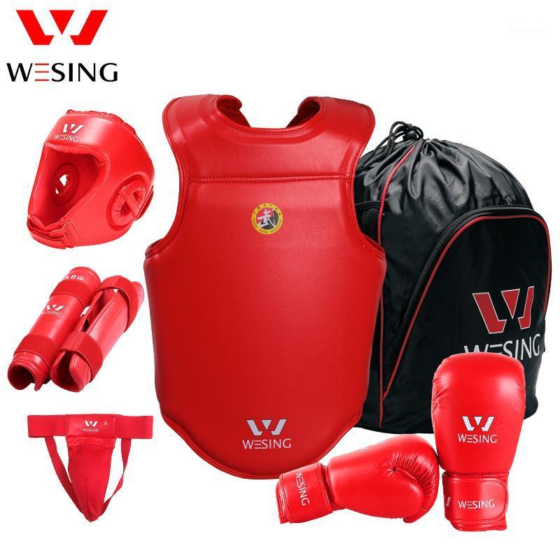 

Waist Support Wesing Sanda Gear Wushu Sanshou Protector Equipment 6pcs Set1, Blue