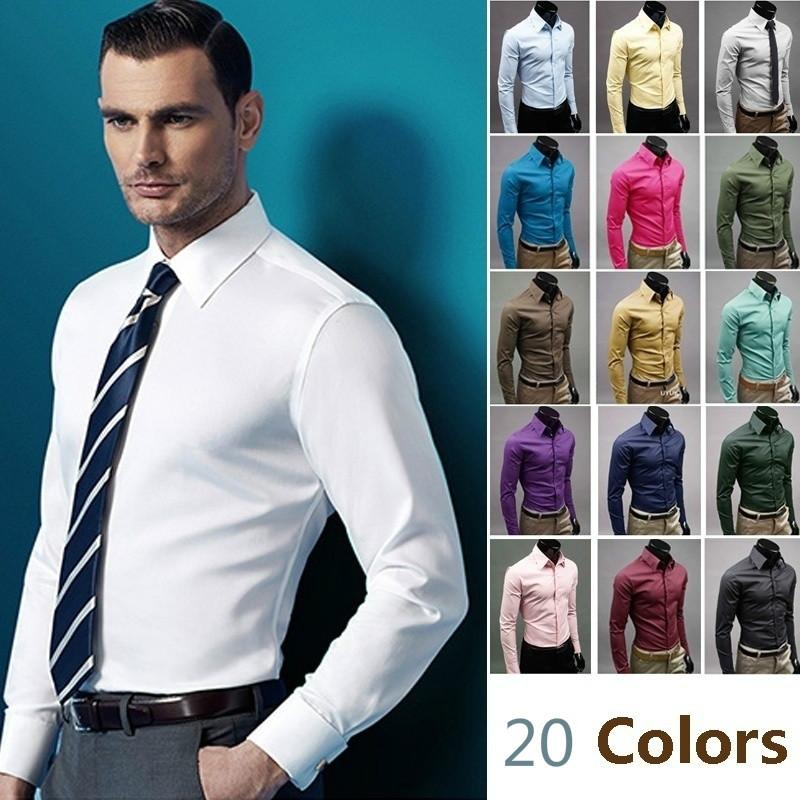 

2020 New Men's Fashion Shirt Camisa Social Masculina Casual Slim Fit dress Shirts(M-5XL, Apple green