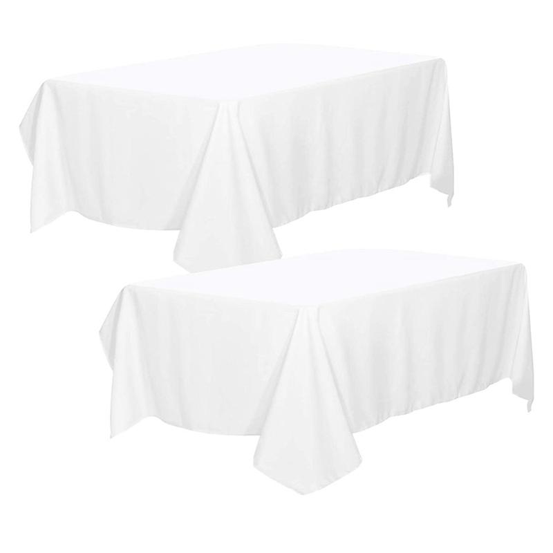 

2Pcs Tablecloth - Table Cover - Machine Washable Great for Parties, Events, Wedding and Restaurants White