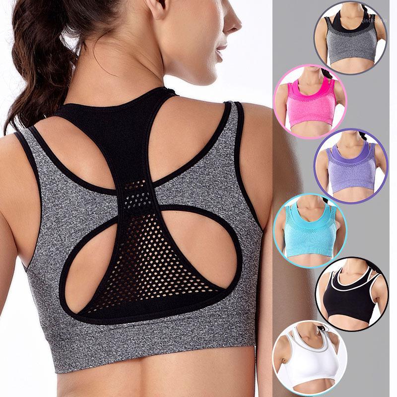 

Women Absorb Sweat Quick Drying Professional Sports Bra Fitness Padded Stretch Workout Gym Top Vest Running Wireless Underwear1, Black