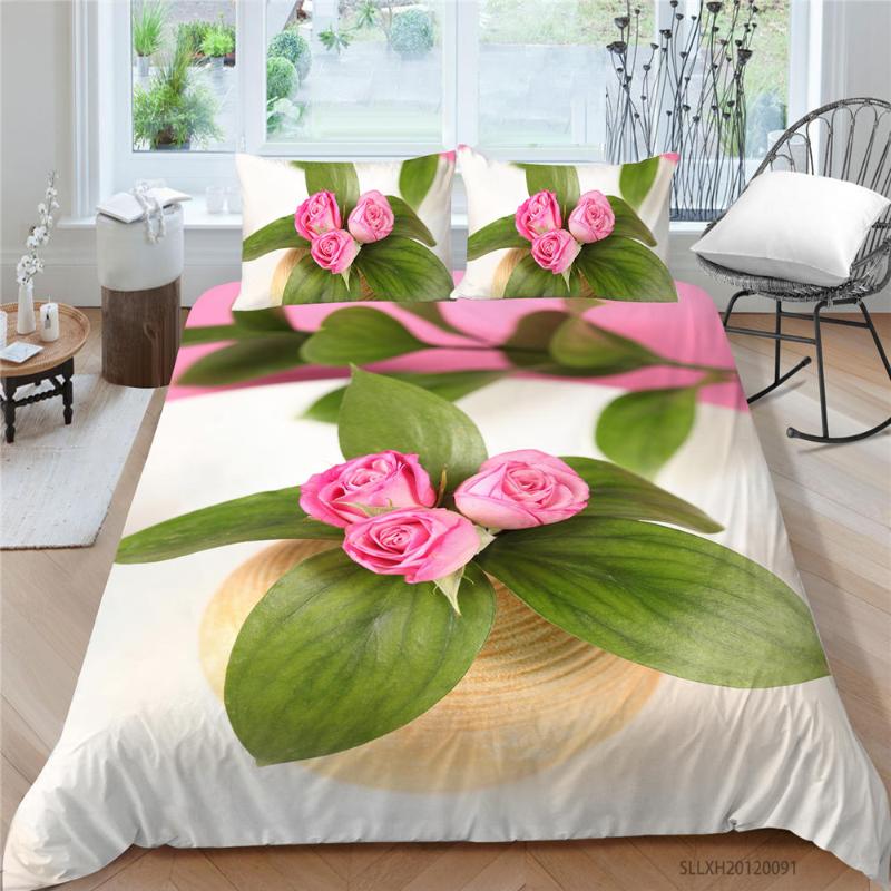 

Pink Rose Bedding Set Double Simple Elegant Duvet Cover For Girls Queen  Full Single King 3D Print Bed Set Romantic, Style 3