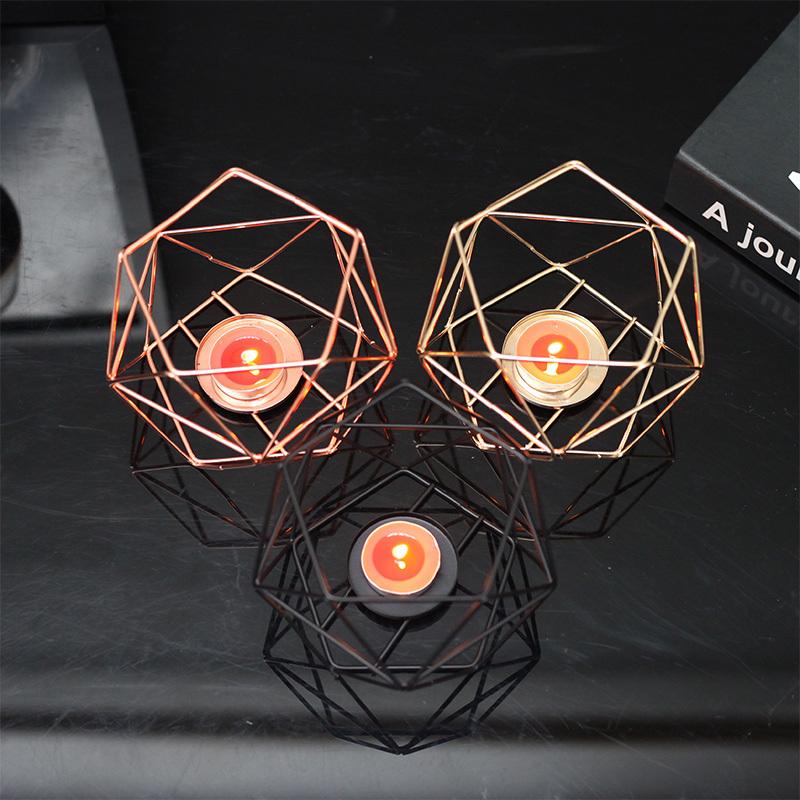 

New Nordic Style Geometric Iron Candlestick Candle Holders Home Wall Romantic Durable Candlesticks Wedding Home Decoration Craft