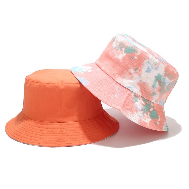 

Double-sided Tie-dyed Fisherman Hat Colorful Cotton Women Men Fashion Hip Hop Sun Shade Hat Bucket Cap Outdoor, Style1