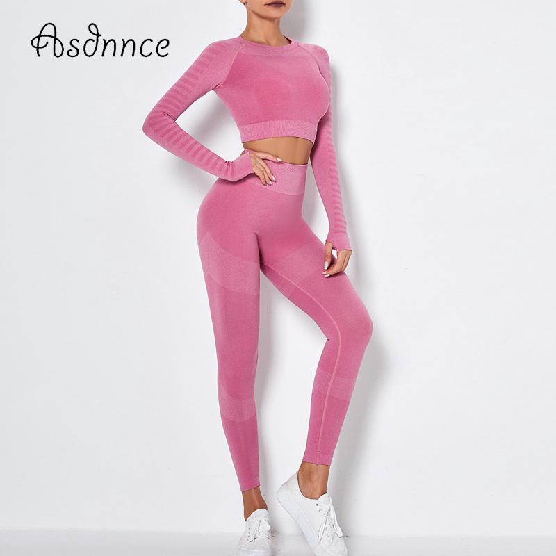 

New Women' High Fashion Elastic Yoga Set Slim Long Sleeve Sports T-shirt Fitness Bra Yoga Pants Workout Short, Pink shorts