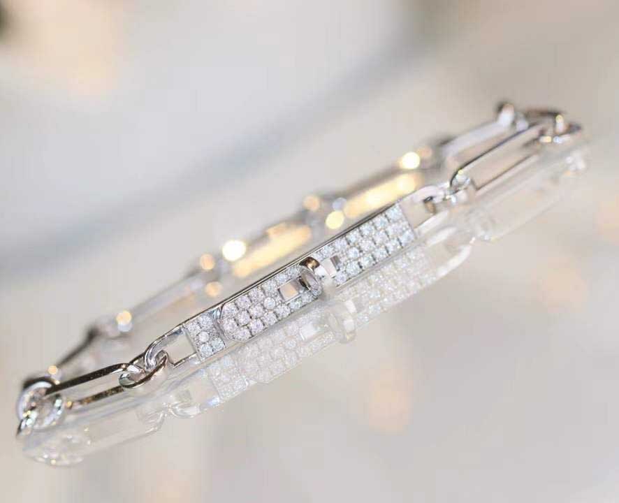 

V gold material Luxurious quality bangle punk charm bracelet with diamond two colors plated for women wedding jewelry gift PS
