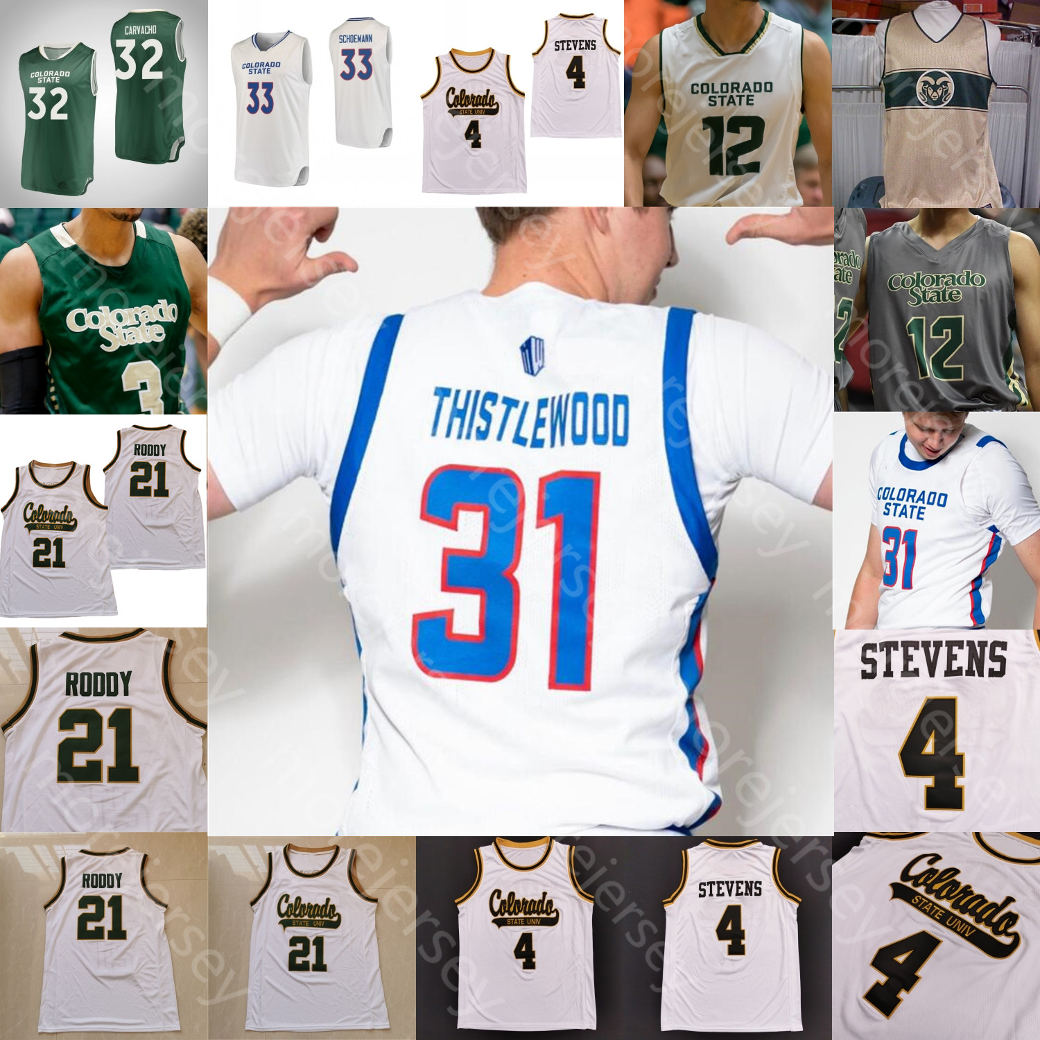 

Custom Colorado State Basketball Jersey NCAA College Isaiah Stevens Nico Carvacho David Roddy Adam Thistlewood Kendle Moore, Grey
