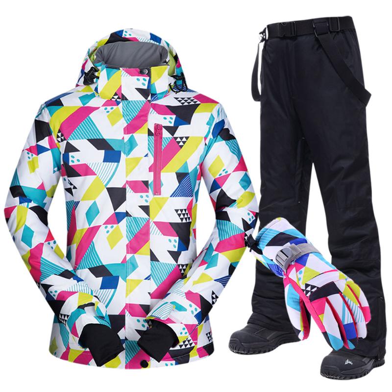

Winter Ski Suit Women New Touch Screen Gloves Waterproof Warm Ski Jackets and Pants for Women Skiing and Snowboarding Suits, Csj and yellow