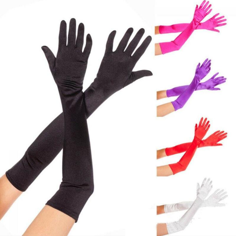

Women Fashion Long Satin Gloves Bride Gloves Solid Color Opera Length for Evening Formal Prom