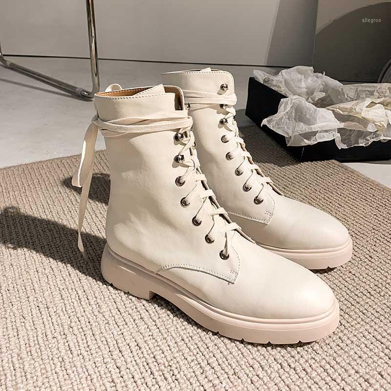 

Microfiber Leather Cross Tied Motocycle Boots Punk Women Ankle Boots Autumn Winter Patchwork Low Heels Night Club Shoes Woman1, Black